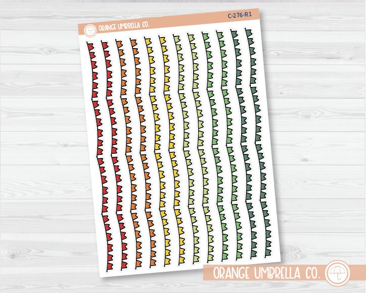Pennant Pattern Washi Strips Planner Stickers and Labels | Clear Matte | C-276