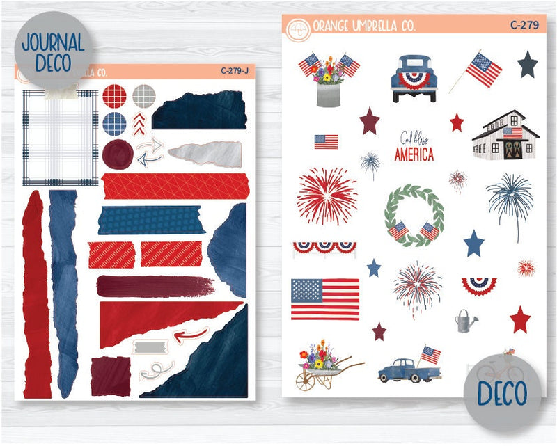 Patriotic Deco Planner Stickers | C-279