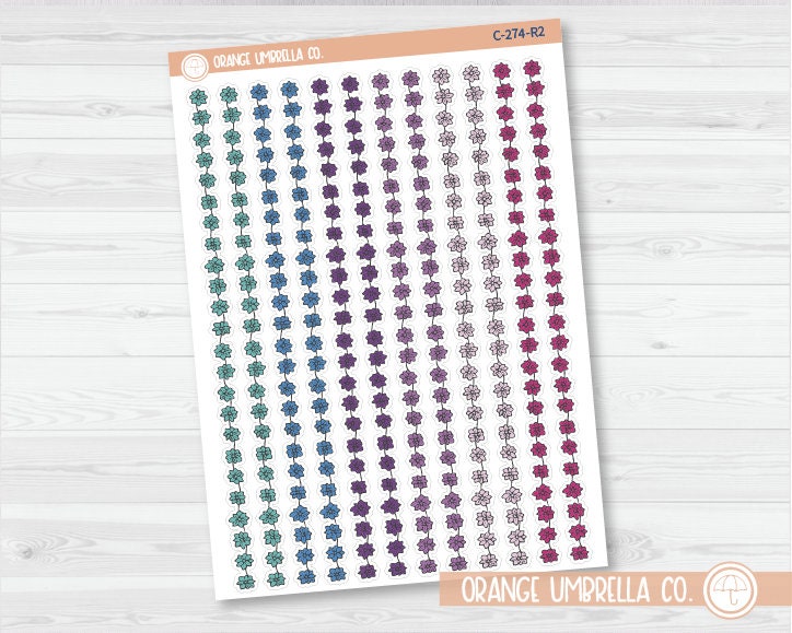 Flowers & Vine Pattern Washi Strips Planner Stickers and Labels | Clear Matte | C-274-CM