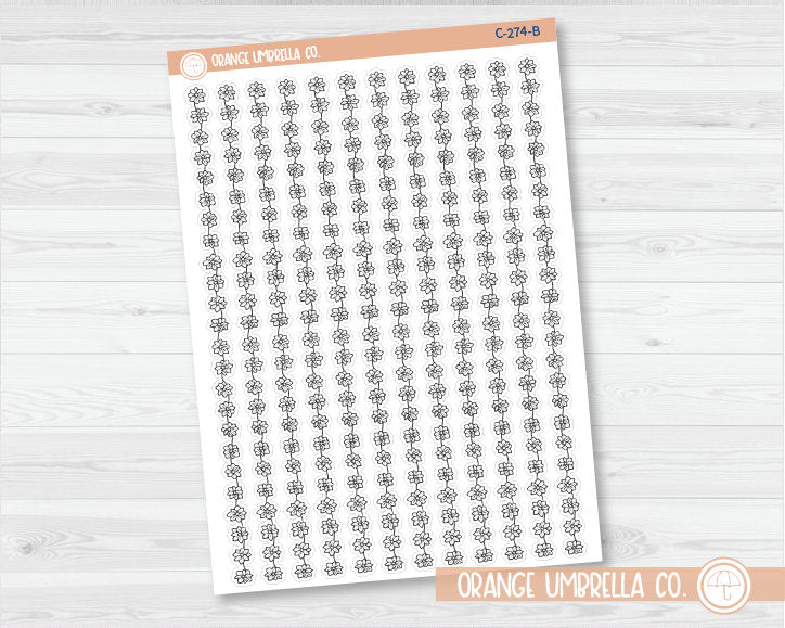 Flowers & Vine Pattern Washi Strips Planner Stickers and Labels | C-274