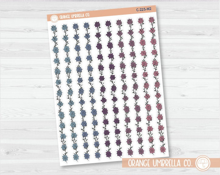 Flowers & Leafy Vine Pattern Washi Strips Planner Stickers and Labels | C-275
