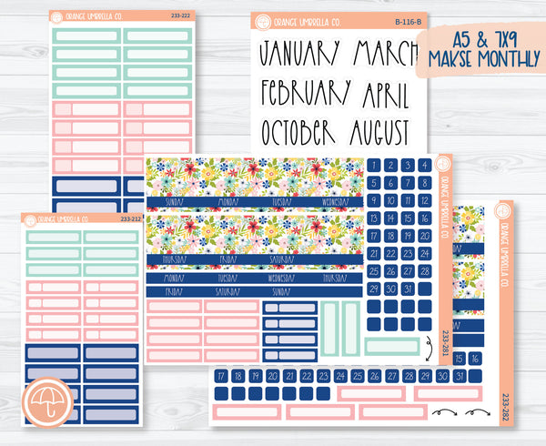 MakseLife A5 & 7x9 Monthly Planner Kit Stickers | Summer Time 233-281