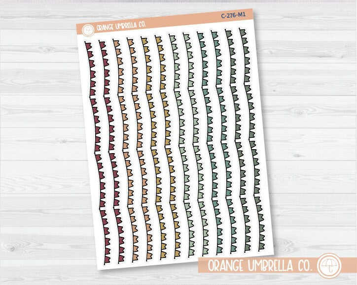 Pennant Pattern Washi Strips Planner Stickers and Labels | Clear Matte | C-276