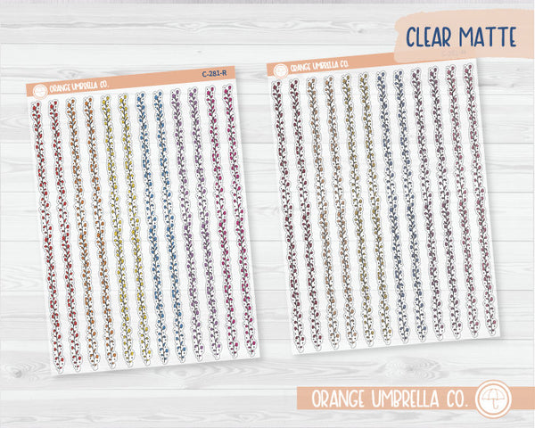 Tiny Color Flower Pattern Washi Strips Planner Stickers | Clear Matte | C-281-CM