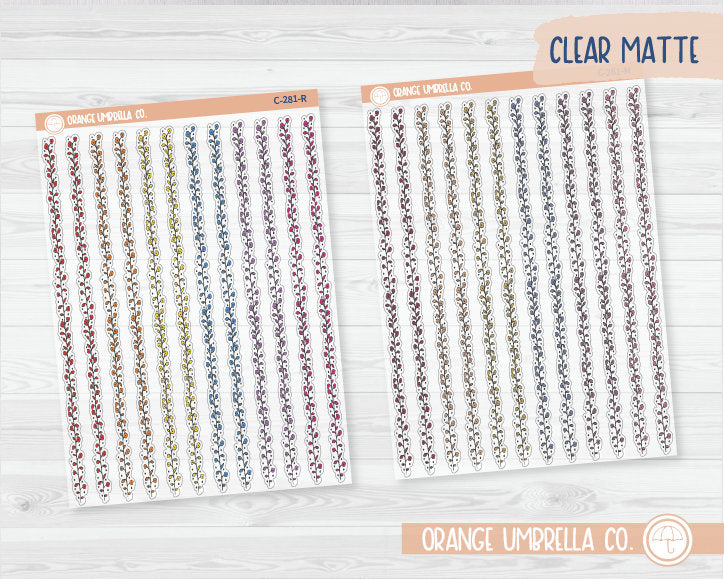 CLEARANCE | Tiny Color Flower Pattern Washi Strips Planner Stickers | Clear Matte | C-281-CM