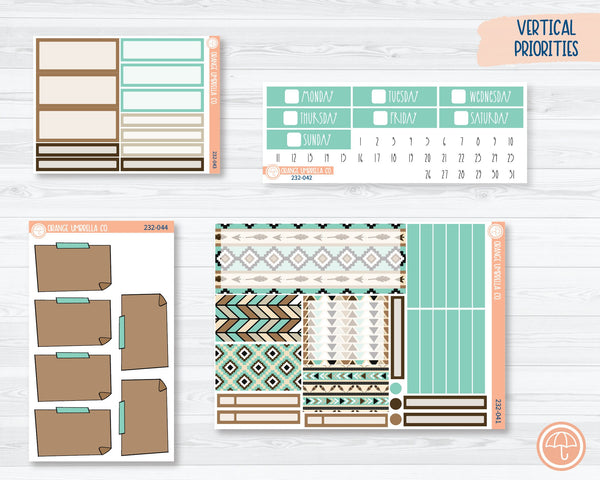 CLEARANCE | Plum Vertical Priorities Planner Kit Stickers | Mountainside Cabin 232-041