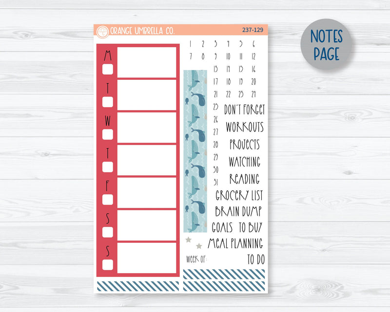 CLEARANCE | A5 Daily Duo Planner Kit Stickers | Whale Watch 237-121