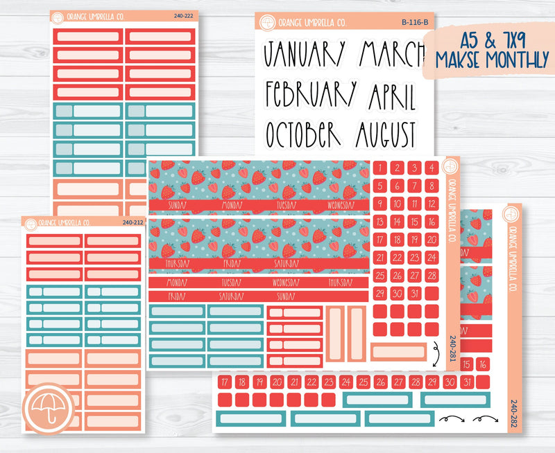 CLEARANCE | MakseLife A5 & 7x9 Monthly Planner Kit Stickers | Sun-Ripened 240-281