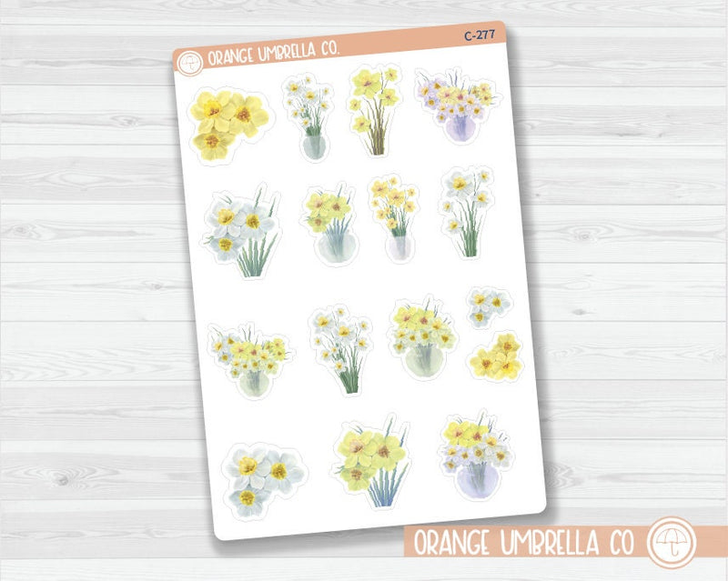 Daffodil Floral Deco Planner Stickers | C-277
