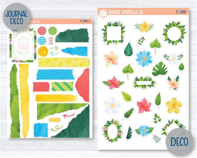 CLEARANCE | Tropical Floral & Foliage Deco Planner Stickers | C-290