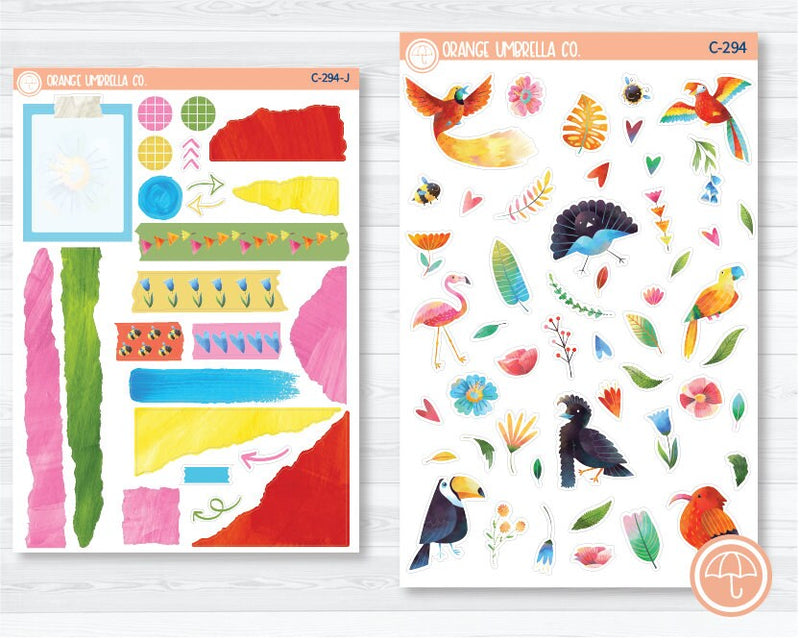 CLEARANCE | Tropical Birds Deco Planner Stickers | C-294