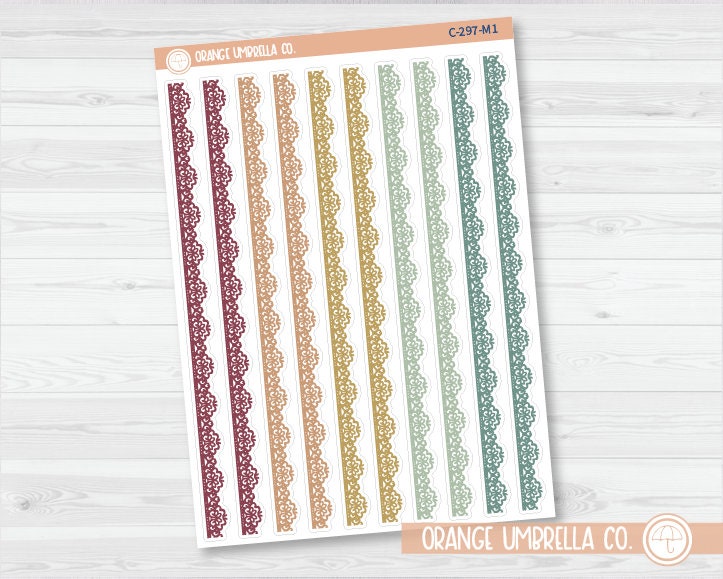 CLEARANCE | Lace Pattern Washi Strip Planner Stickers | C-297-CM