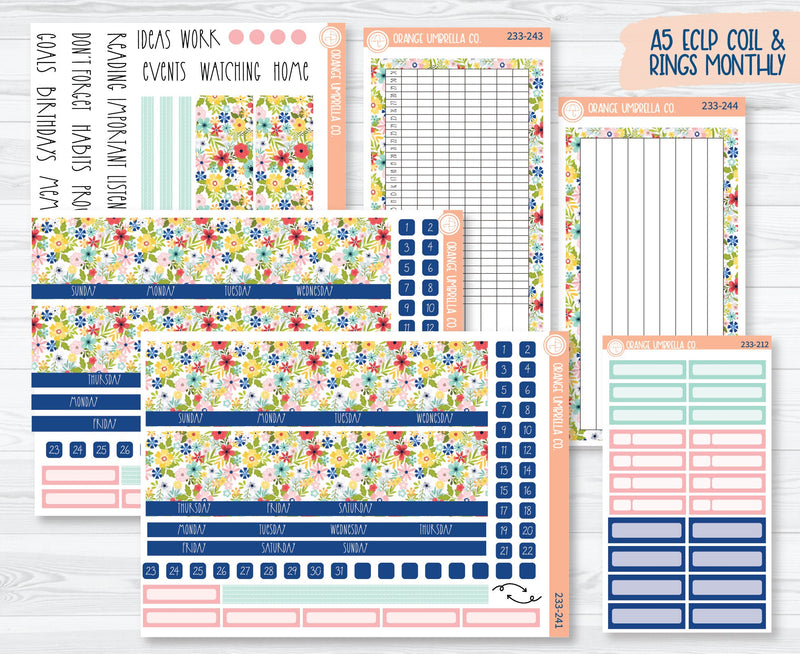 CLEARANCE | A5 EC Dashboard Monthly Planner Kit Stickers | Summer Time 233-241
