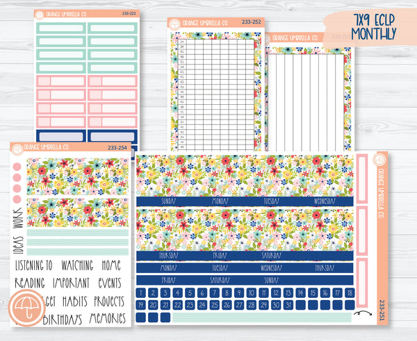 7x9 ECLP Monthly Planner Kit Stickers | Summer Time 233-251