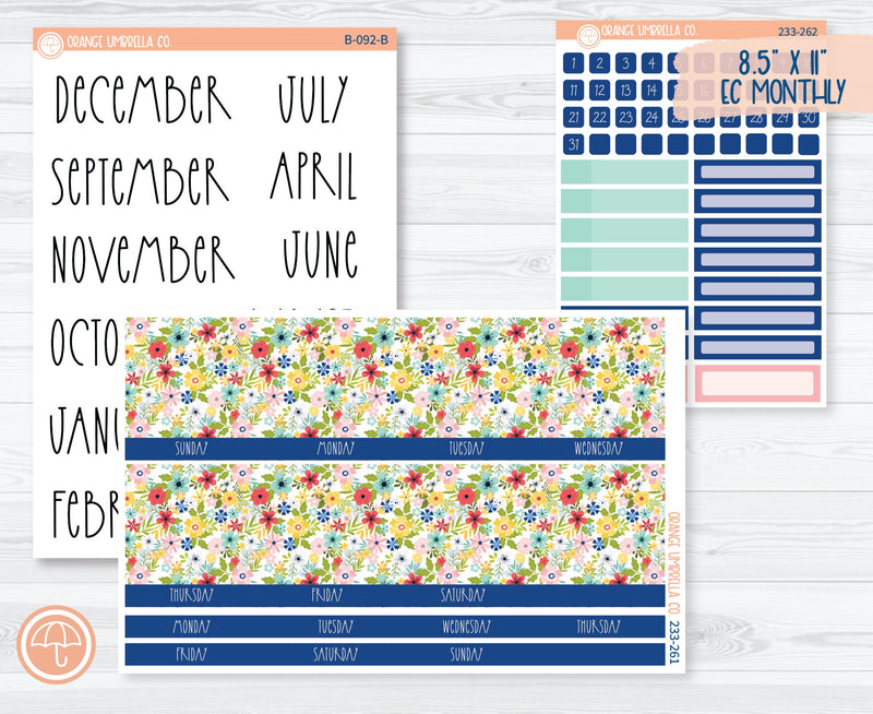 8.5 ECLP Monthly Planner Kit Stickers | Summer Time 233-261