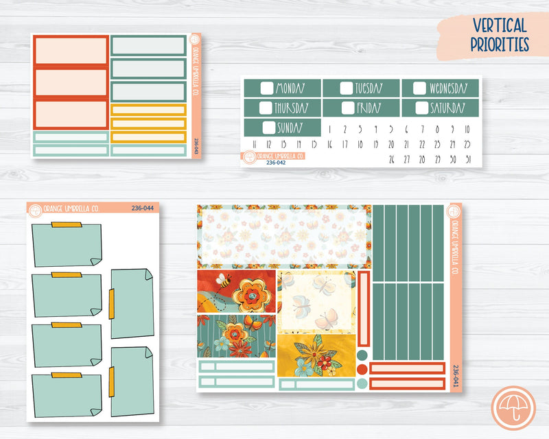 CLEARANCE | Plum Vertical Priorities Planner Kit Stickers | Summer Afternoon 236-041