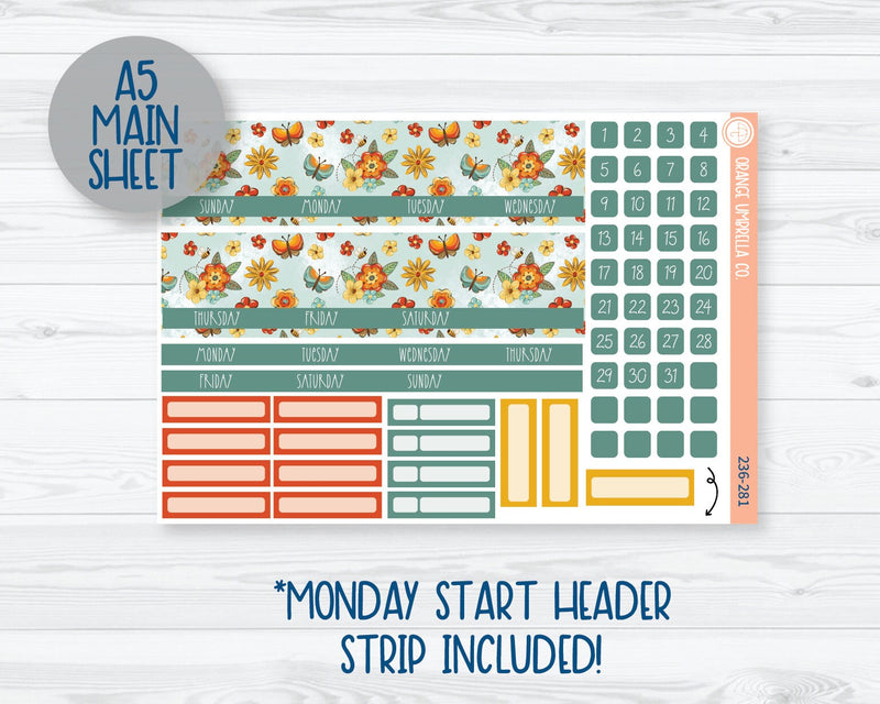 MakseLife A5 & 7x9 Monthly Planner Kit Stickers | Summer Afternoon 236-281
