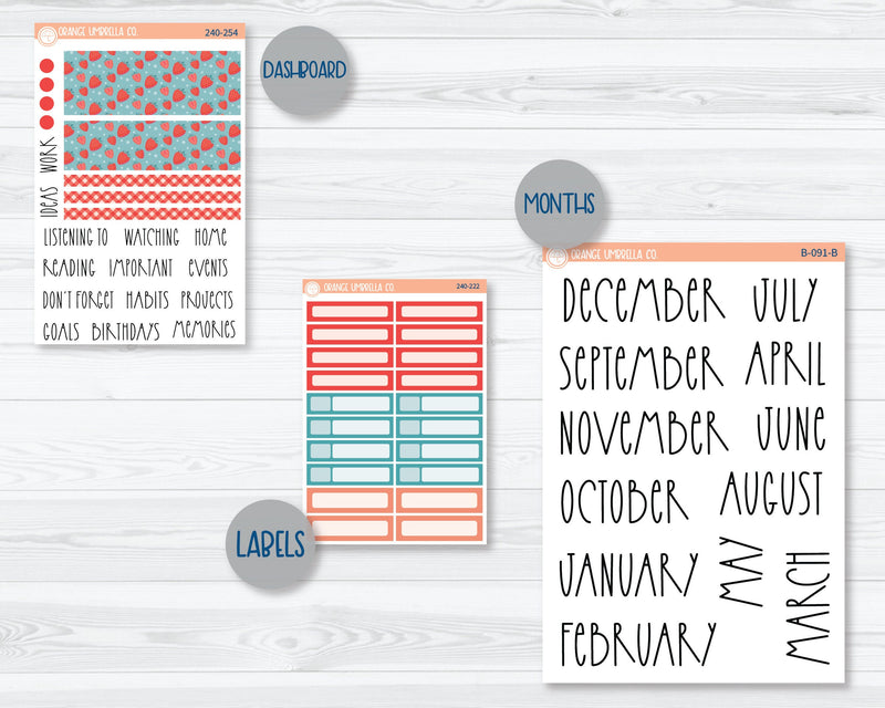 CLEARANCE | 7x9 ECLP Monthly Planner Kit Stickers | Sun-Ripened 240-251