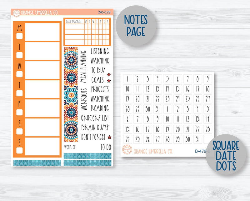 A5 Daily Duo Planner Kit Stickers | Moroccan Courtyard 245-121