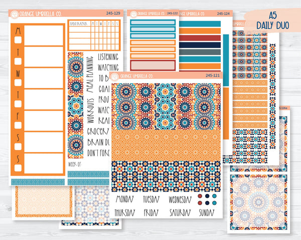 A5 Daily Duo Planner Kit Stickers | Moroccan Courtyard 245-121