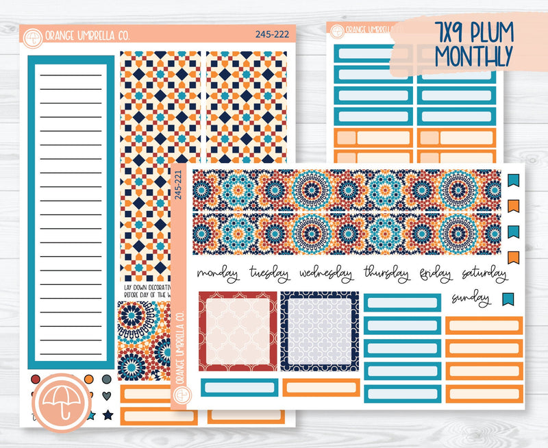 7x9 Plum Monthly Planner Kit Stickers | Moroccan Courtyard 245-221
