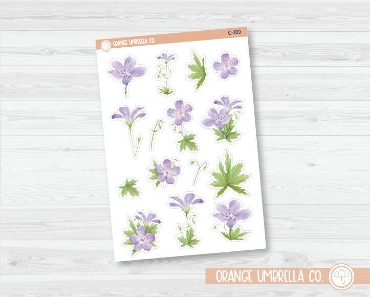 Purple Floral Deco Planner Stickers | C-289