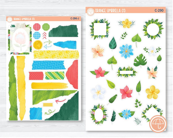 CLEARANCE | Tropical Floral & Foliage Deco Planner Stickers | C-290