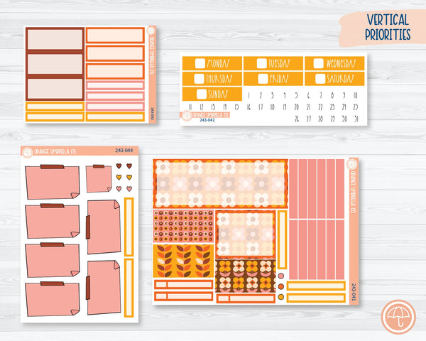 Plum Vertical Priorities Planner Kit Stickers | Flower Child 243-041