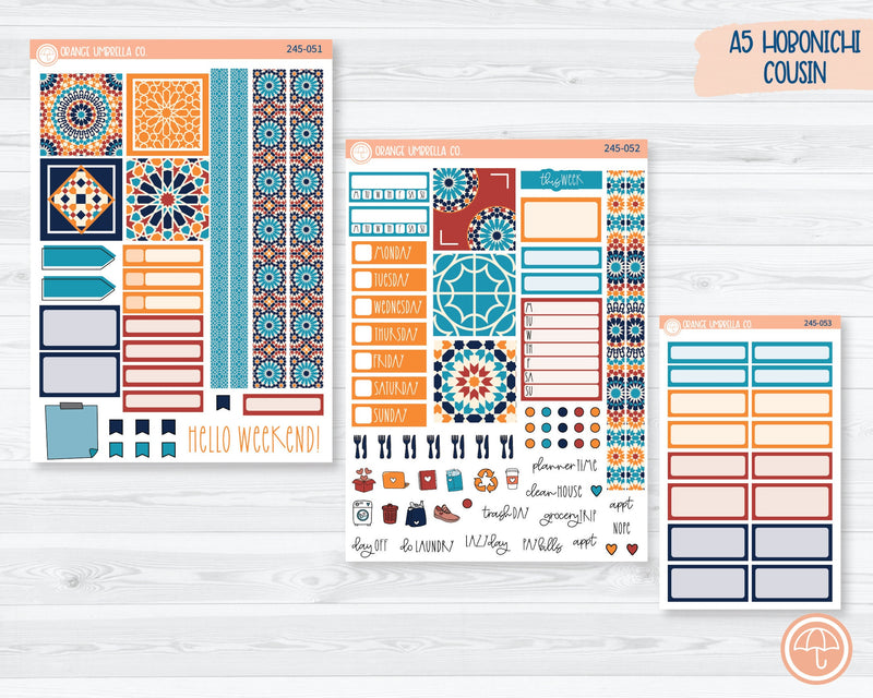 Hobonichi Cousin Planner Kit Stickers | Moroccan Courtyard 245-051