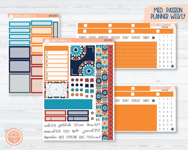 CLEARANCE | 7x9 Passion Weekly Planner Kit Stickers | Moroccan Courtyard 245-061