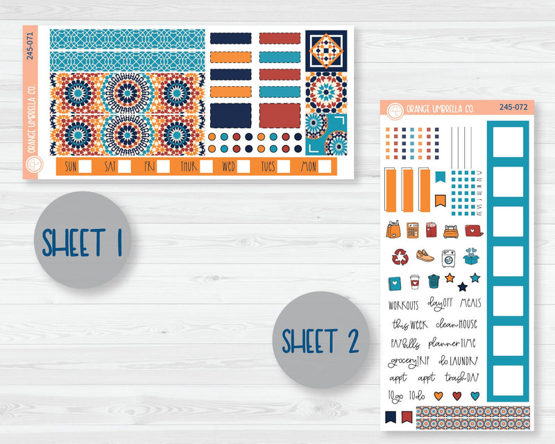CLEARANCE | Hobonichi Weeks Planner Kit Stickers | Moroccan Courtyard 245-071