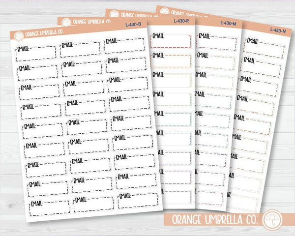 Email Stitched Quarter Box Planner Stickers | L-430
