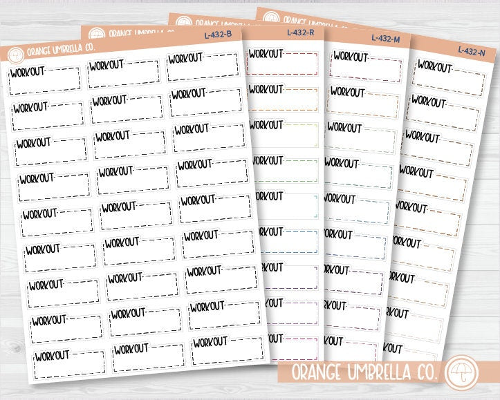 Workout Stitched Quarter Box Planner Stickers | L-432