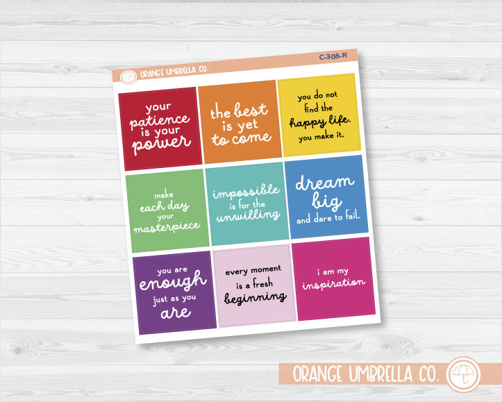 CLEARANCE | Empowerment Color Box Quote Planner Stickers | FC12 | C-308