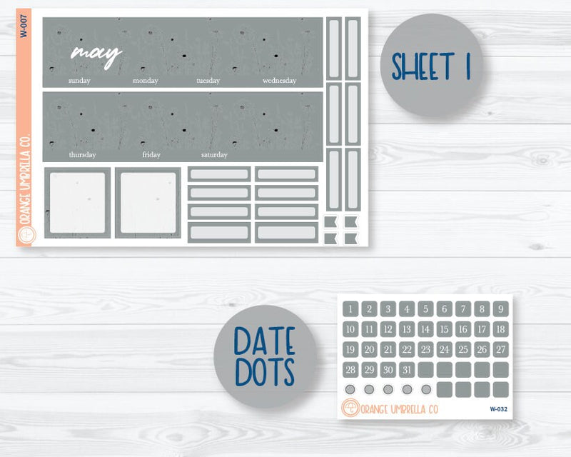 CLEARANCE | A5 Coil Monthly Planner Stickers | May Wildflowers Palette | W-007-032-038