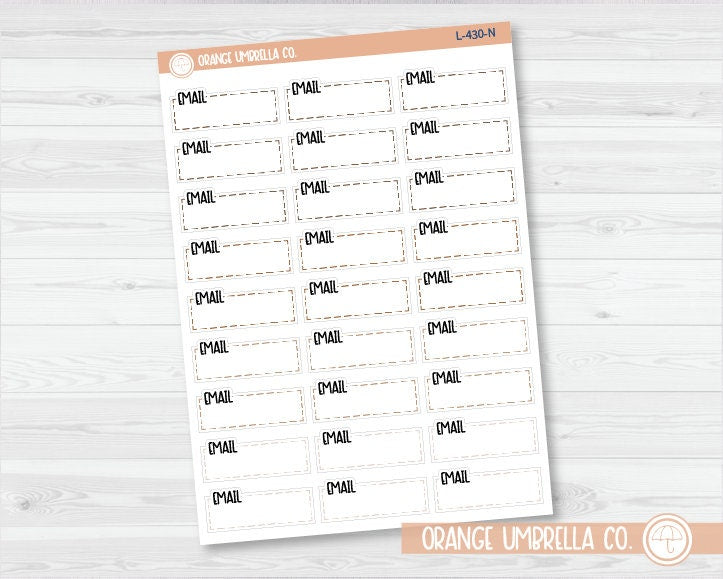 Email Stitched Quarter Box Planner Stickers | L-430