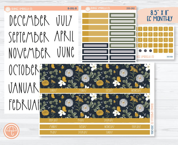 8.5 ECLP Monthly Planner Kit Stickers | Wishful 253-261