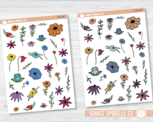 CLEARANCE | Flower Doodle Deco Planner Stickers | C-311