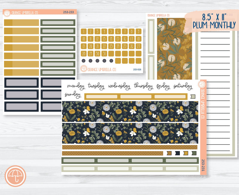 8.5x11 Plum Monthly Planner Kit Stickers | Wishful 253-231