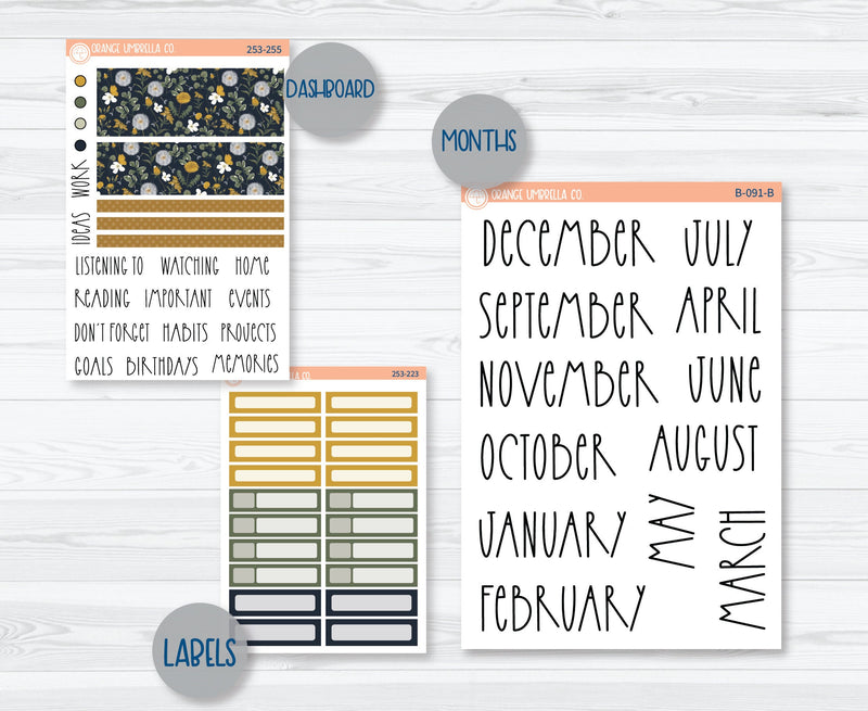 7x9 ECLP Monthly Planner Kit Stickers | Wishful 253-251