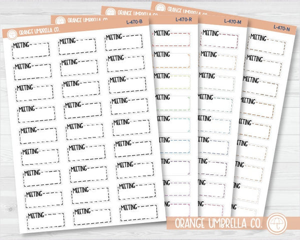 Meeting Hobonichi Stitched Quarter Box Planner Stickers | L-470