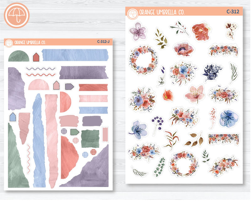 CLEARANCE | Floral Fantasy3 Deco & Journaling Planner Stickers | C-312