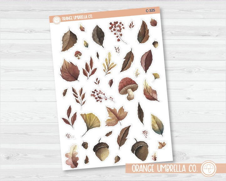 Autumn Foliage Deco & Journaling Planner Stickers | C-325