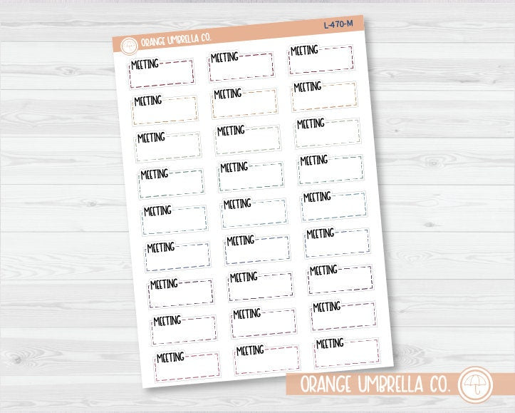 Meeting Hobonichi Stitched Quarter Box Planner Stickers | L-470