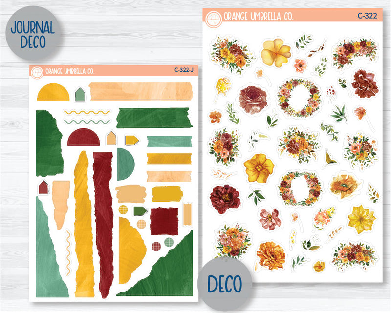 Autumn Flowers3 Deco & Journaling Planner Stickers | C-322