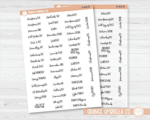 US Holiday - Mini Script Planner Stickers | FC12 | S-453