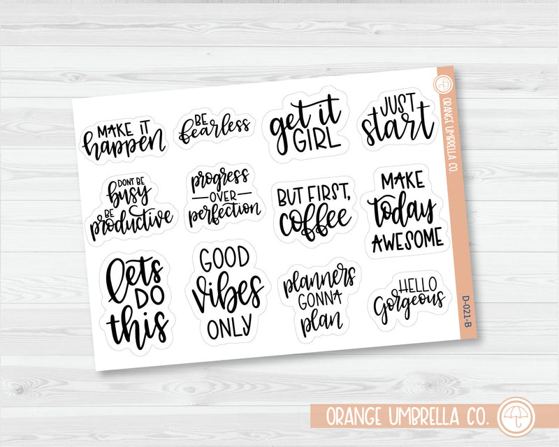 Motivational Mixed Quote Script Planner Stickers | F7 Clear Matte | D-021-BCM