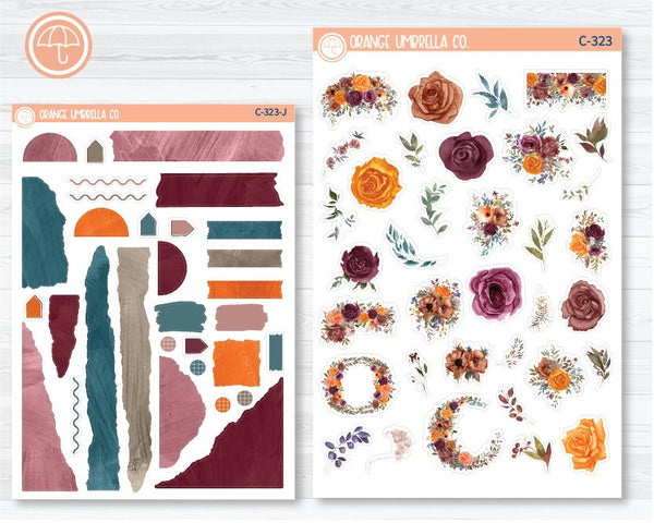 Autumn Flowers4 Deco & Journaling Planner Stickers | C-323