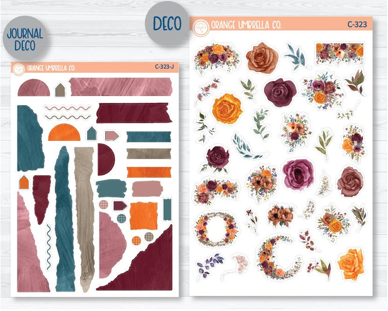 Autumn Flowers4 Deco & Journaling Planner Stickers | C-323