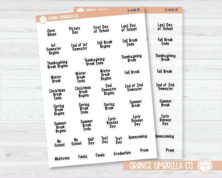 School Related Holiday - Mini Script Planner Stickers | FSP | S-446-B